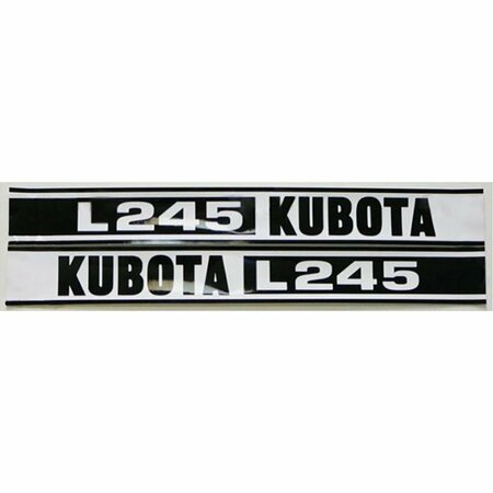 AFTERMARKET 2piece Black And White Hood Decal Set Fits Kubota Compact Tractor L245 MAE30-1324
